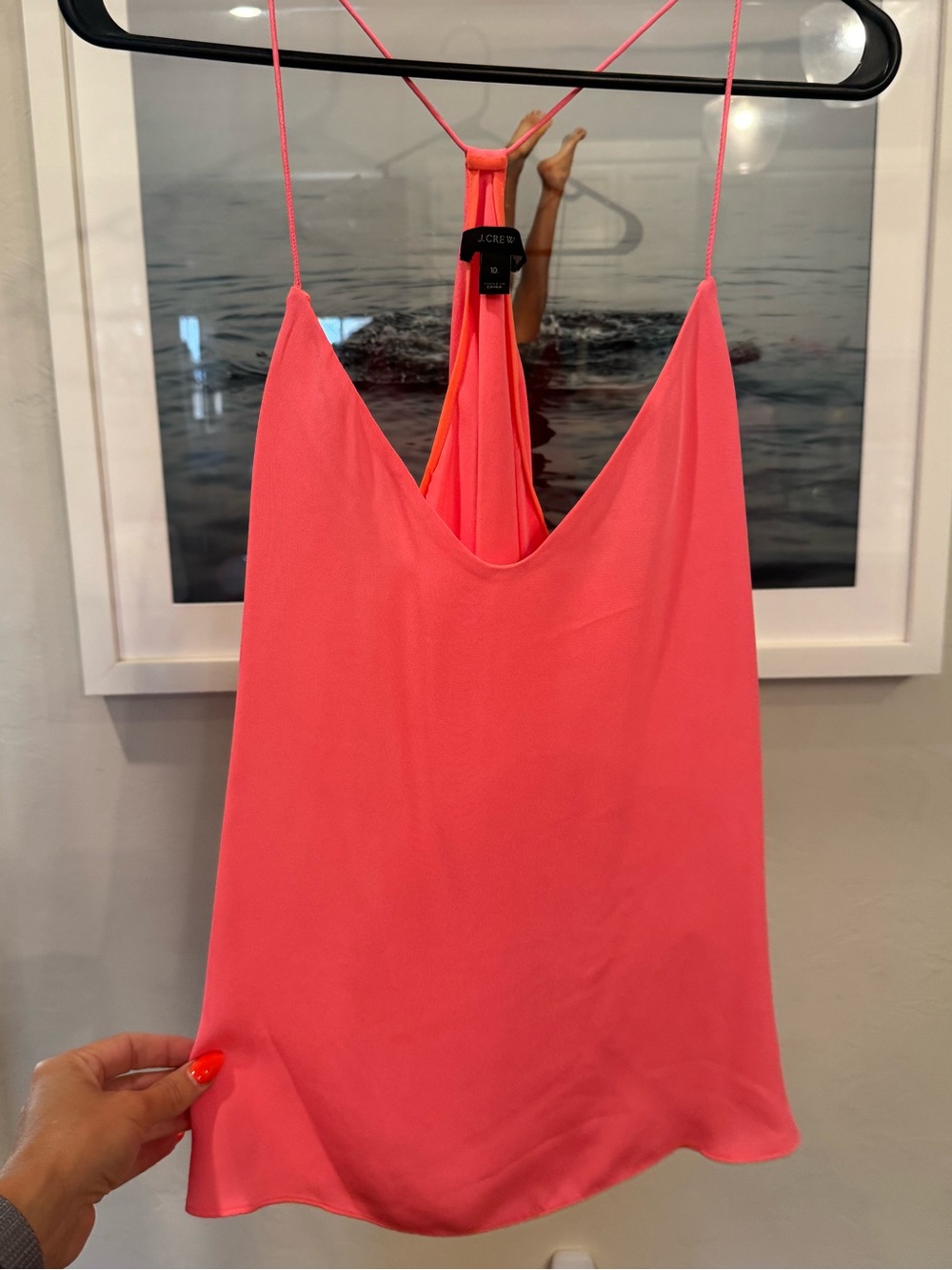 J. Crew Coral Pink Silk-Blend Spaghetti-Strap Camisole